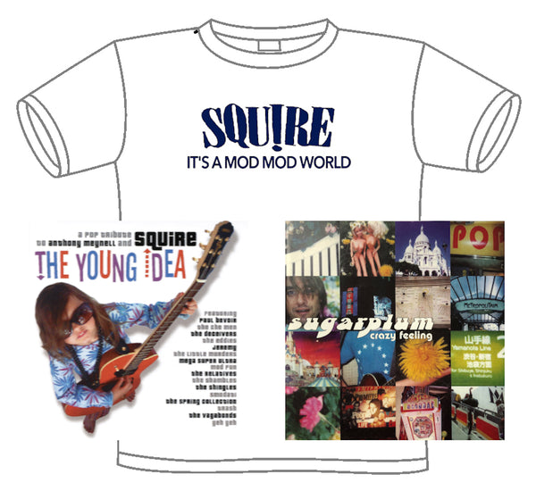 Squire - It's A Mod Mod World - White & Navy Tee Shirt, Sugarplum and Tribute Bundle!