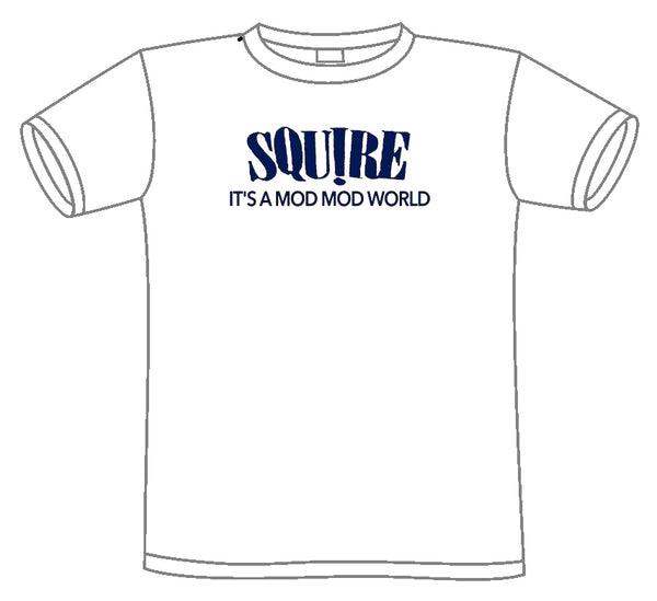 Squire - It's A Mod Mod World - White & Navy Tee Shirt